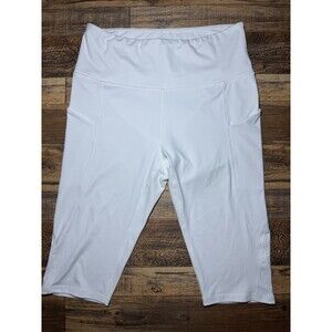 Adidas Women’s White High Rise Cropped Leggings XL with Pockets
